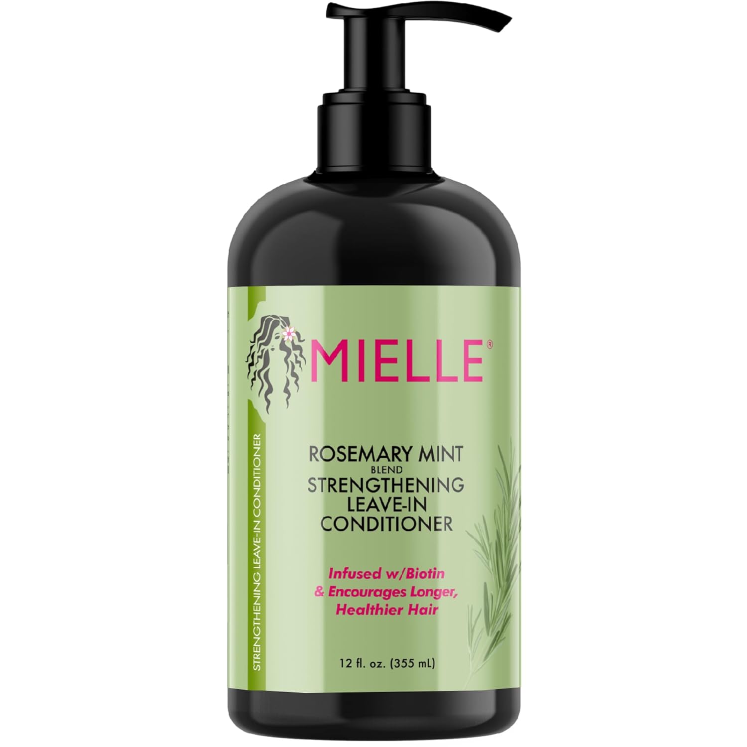 Mielle Organics Rosemary Mint Strengthening Shampoo and Leave-In Conditioner Infused with Biotin, Cleanses and Helps Strengthen Weak and Brittle Hair, 12 Ounces