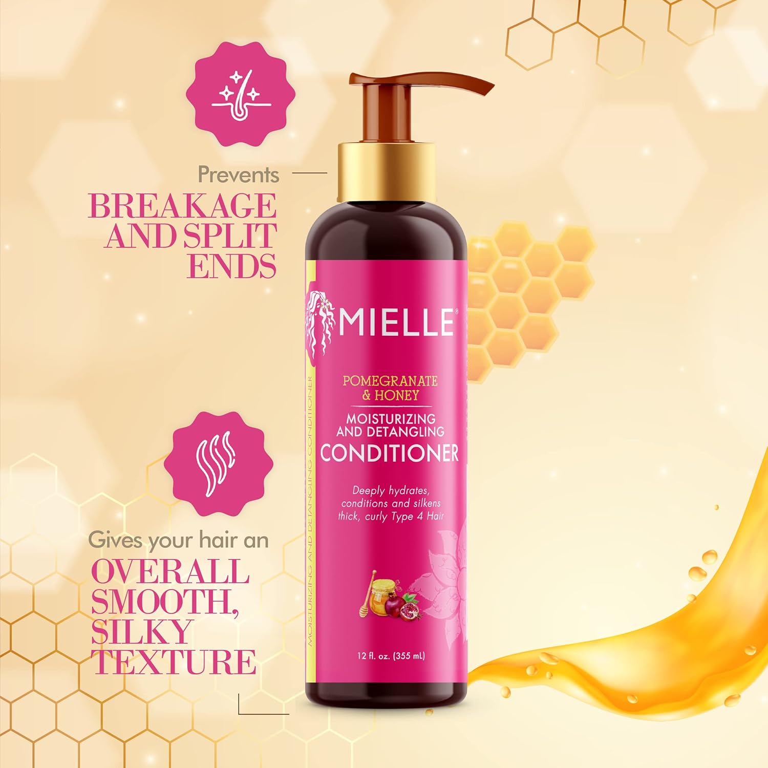 Mielle Organics Pomegranate & Honey Detangling Conditioner, Hydrating & Moisturizer