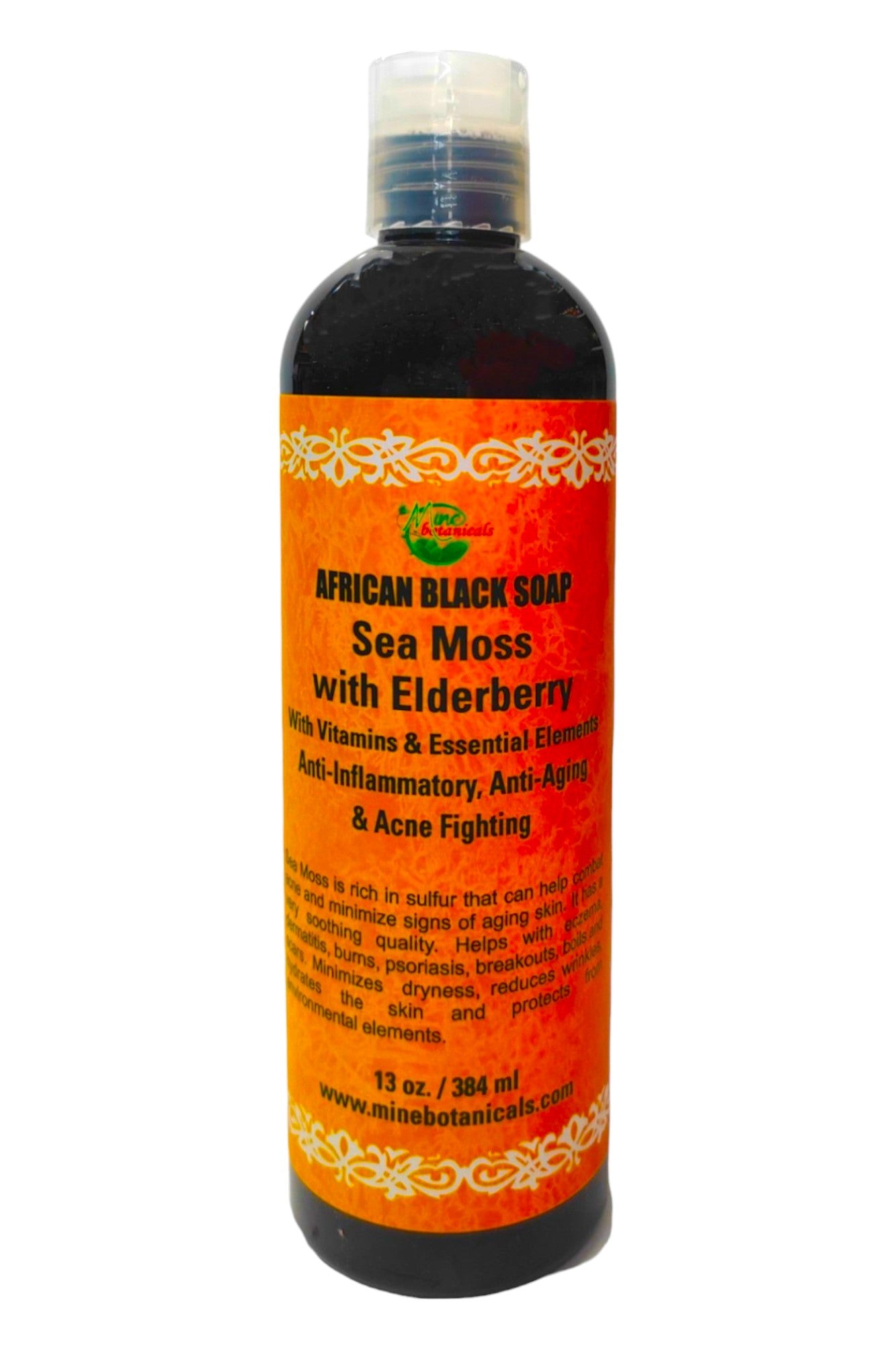 African Liquid Black soap with Sea Moss & Elderberry